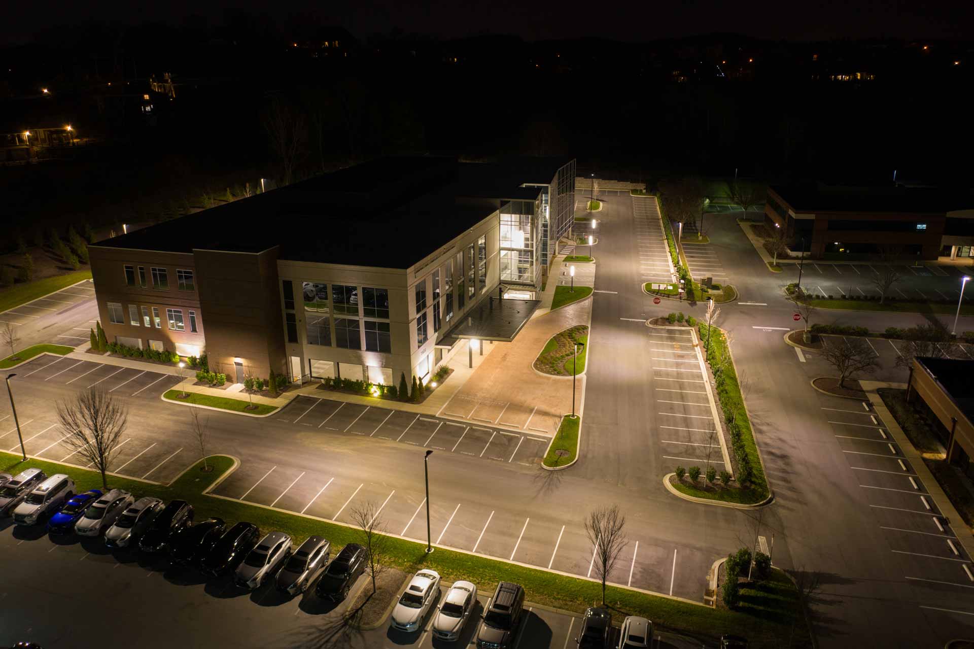 Parking lot with new lighting